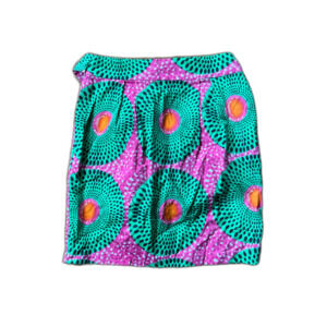 DOREEN MASHIKA Zanibar Green Pink Tie Belt Tribal Mini Skirt   Women's Size 2
